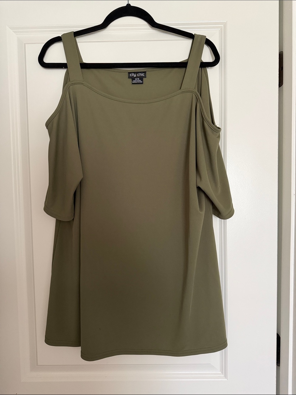 City Chic Olive Green Cold-Shoulder Tunic Top